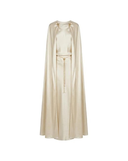 Danamé White Cape-Detail Belted Dress