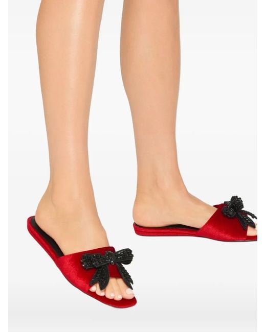 Kurt Geiger Red Kensington Bow-embellished Velvet Sandals