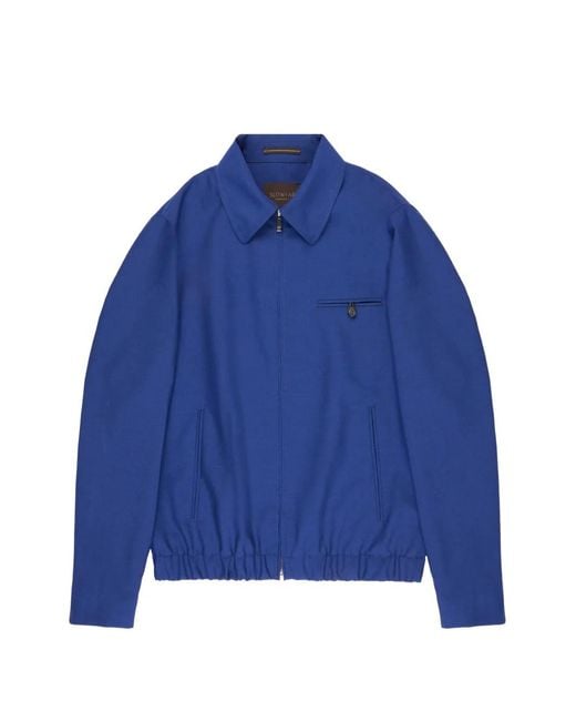 Montedoro Blue Primo Zip-Up Wool Bomber Jacket for men