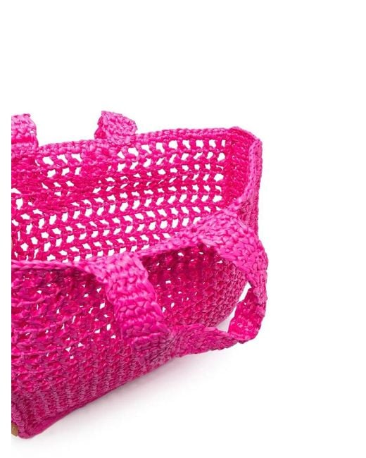 Chica Pink Straw Logo-Patch Tote Bag