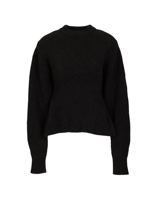 ROTATE BIRGER CHRISTENSEN Black Peplum-Hem Sweater