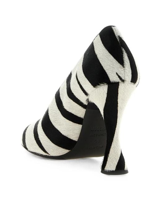 Moschino White Zebra-Print Pony-Hair Pumps