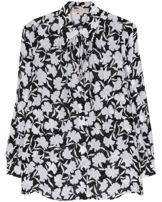 MICHAEL Michael Kors Black Shadow Floral Crepe Shirt