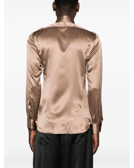 Tom Ford Brown Point-collar Silk Shirt - Men's - Silk for men