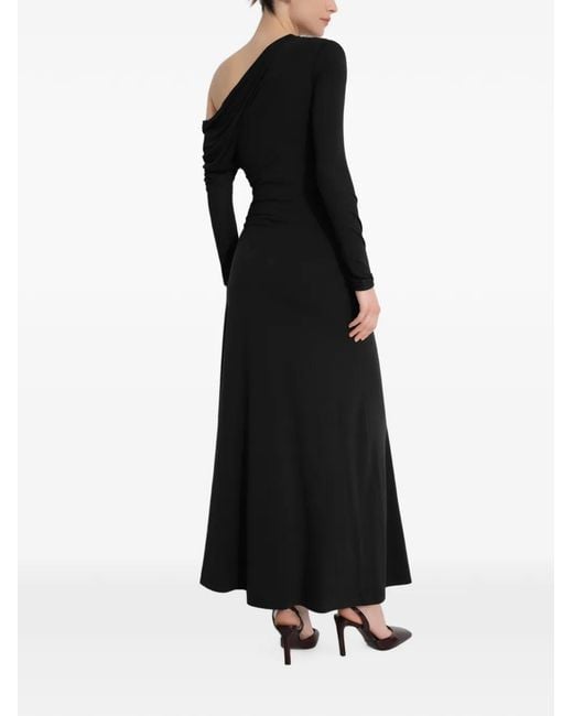 MARCELLA Black Ambrose Ruched Long-Sleeve Maxi Dress