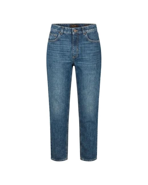 Moorer Blue Faded-Effect Jeans