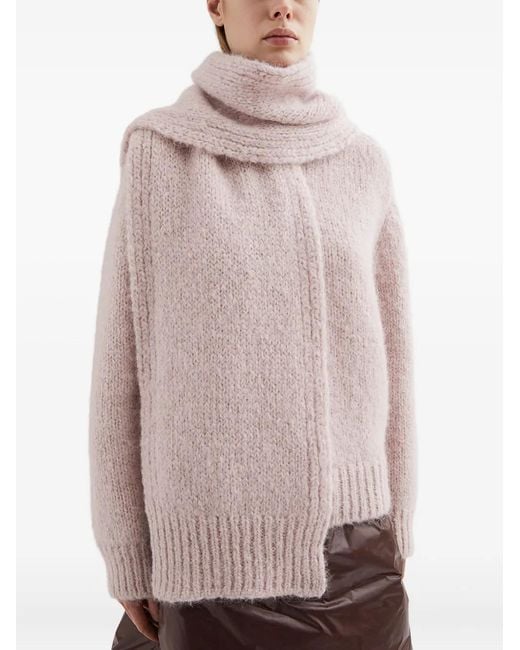 Jil Sander Pink Logo Wool Scarf