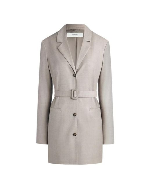 12 STOREEZ Gray Belted Wool Blazer