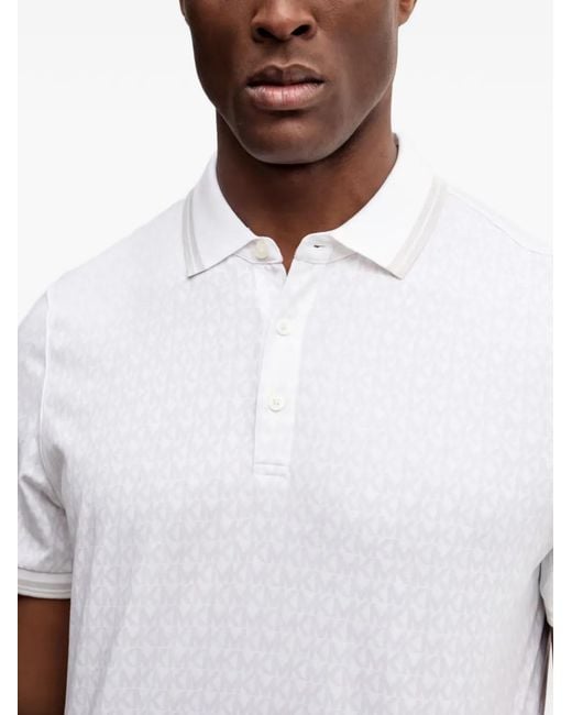 Michael Kors White Patterned Polo Shirt for men