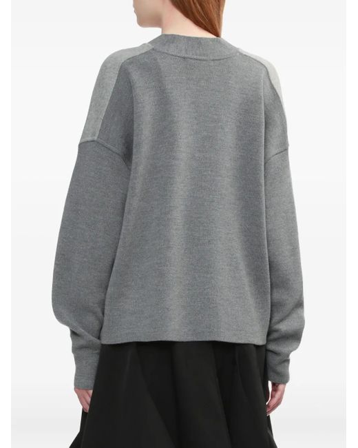 Enfold Gray Two-Tone Wool Cardigan
