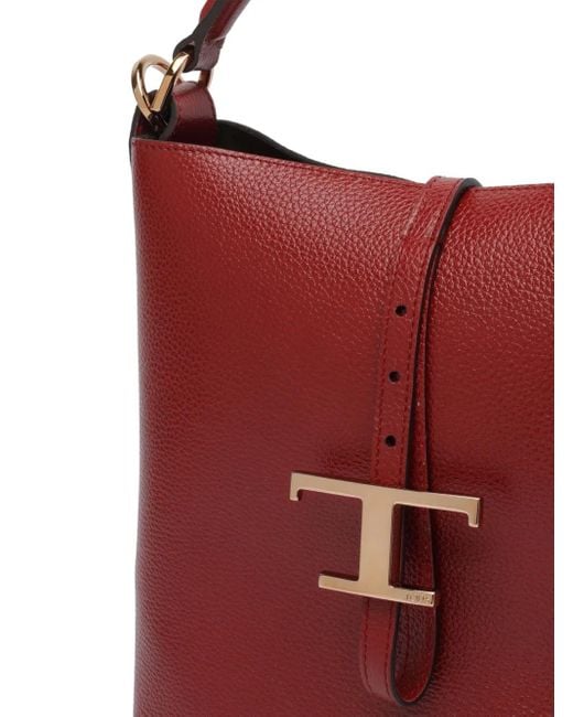 Tod's Red Small T-Buckle Bucket Bag