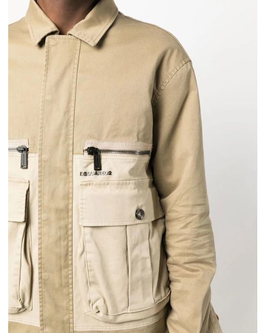 DSquared² Natural Two-Tone Flap-Pocket Jacket for men