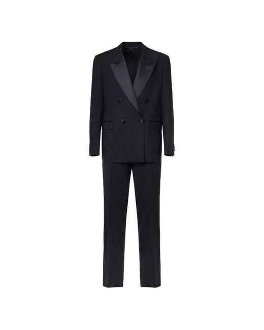 Lardini Blue Double-Breasted Peak-Lapel Suit for men