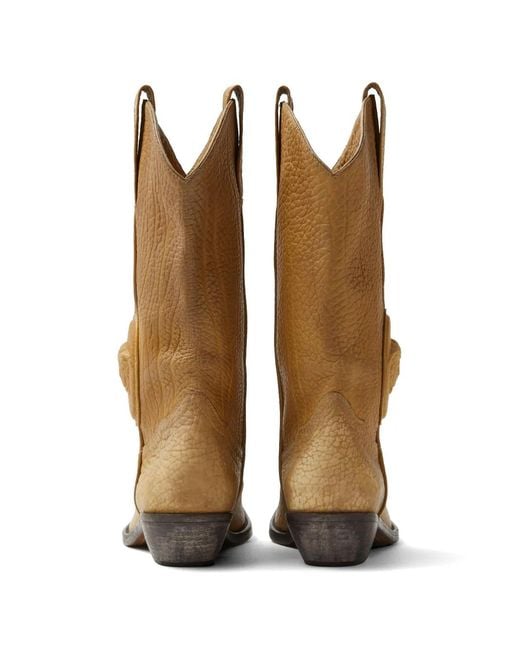 Versace Brown Houston Leather Texan Boots 35 Mm