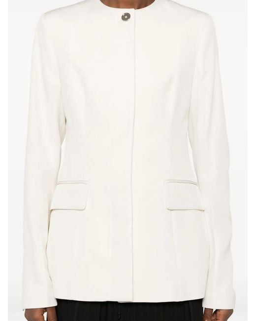 Totême White Collarless Cinched Jacket