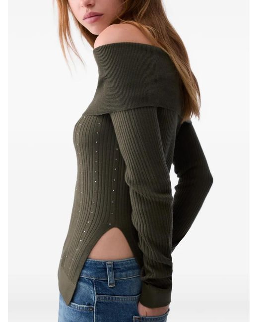 Liu Jo Green Wool Sweater With Bardot Neckline