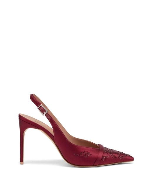 Malone Souliers Red Jazz Embellished Slingback Heeled Pumps