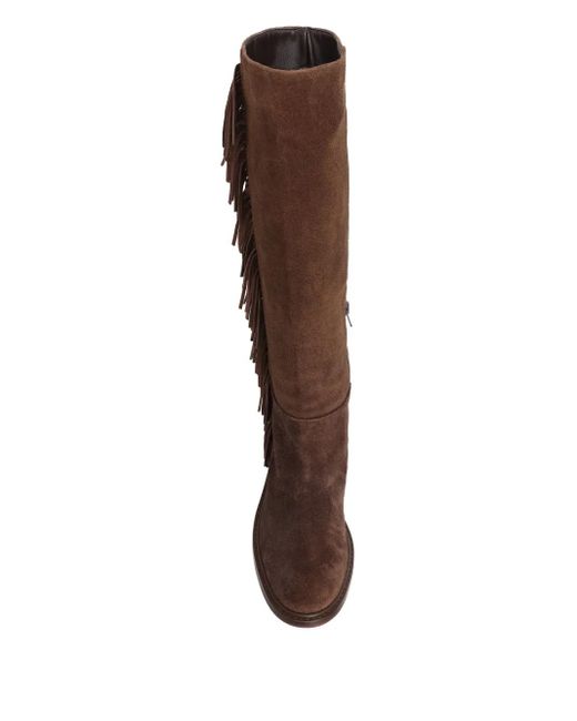 Sarah Chofakian 55mm Fringe-embellished Knee-high Boots Brown