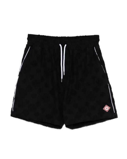 Casablanca Black Graphic Drawstring Shorts for men