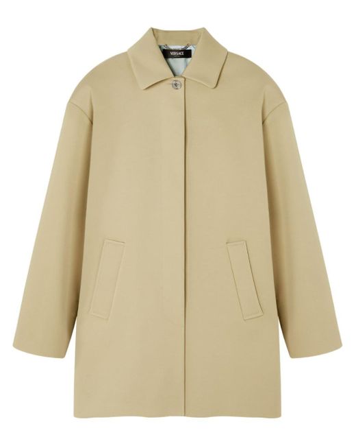 Versace Natural Neutral Cotton Single-breasted Coat