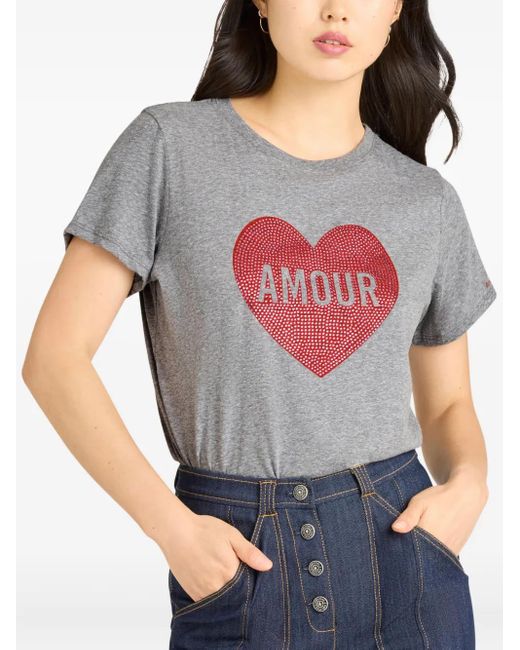 Cinq À Sept Gray Heart-Embellished T-Shirt