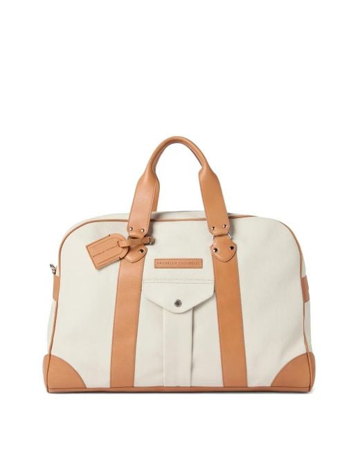 Brunello Cucinelli Reisetasche Mit Lederbesatz in White für Herren