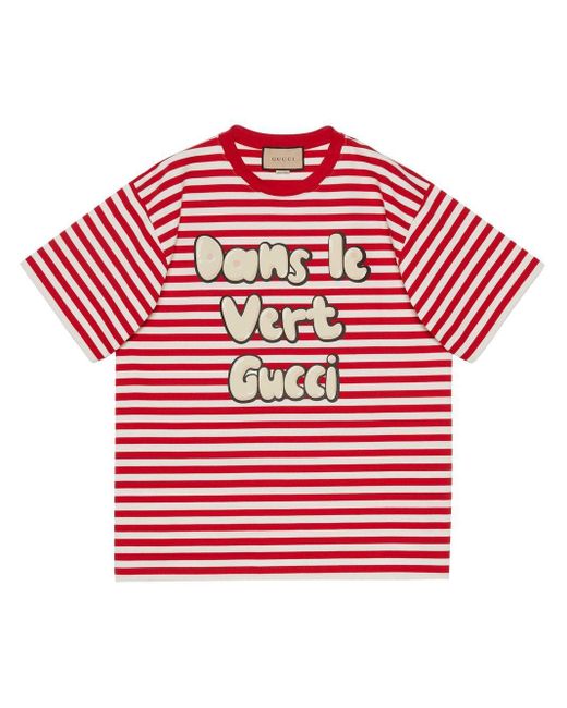 Gucci Red Striped Dans Le Vert T-shirt for men