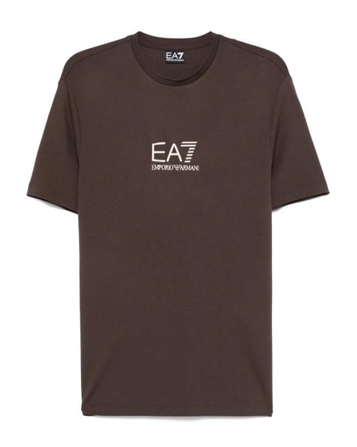 EA7 Brown Jersey Crew-Neck T-Shirt for men