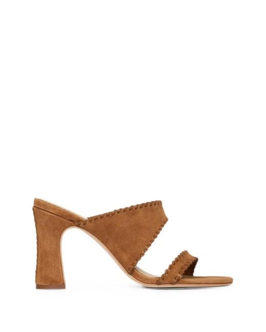 Cinq À Sept Brown Kora Whipstitch Suede Sandals