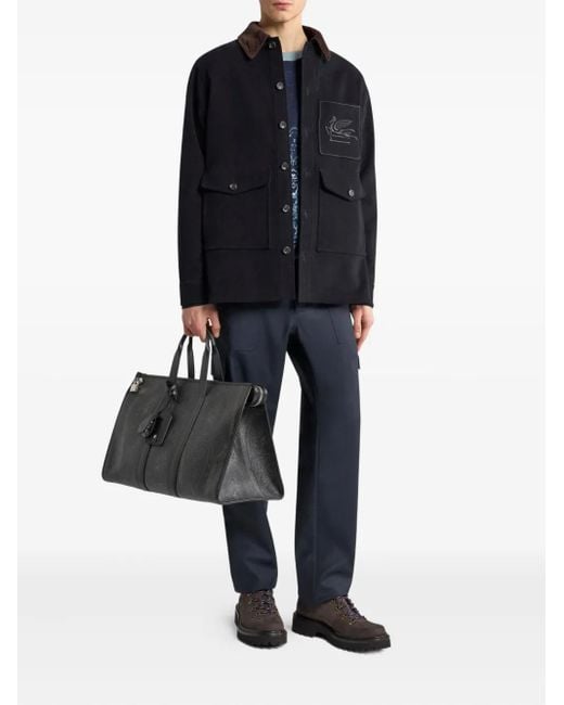 Etro Black Pegasus Jacket With Applique for men