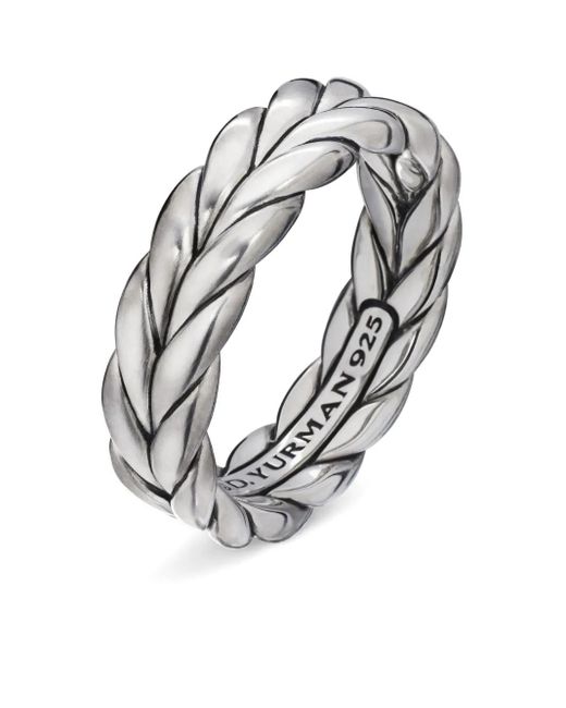 David Yurman White Sterling Chevron Band Ring (6Mm) for men