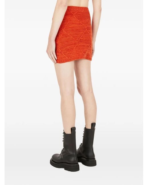 Wynn Hamlyn Red Knitted Mosaic Skirt