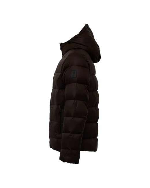 Fay Black Double Front Hooded Down Coat for men