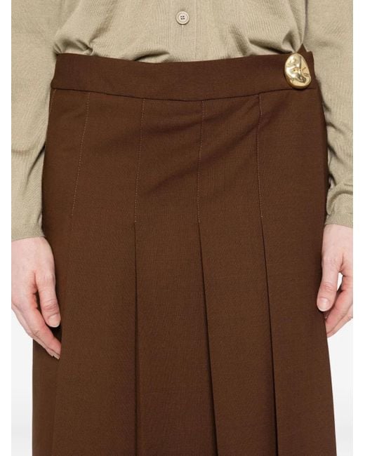 Fabiana Filippi Brown Pleated Midi Skirt