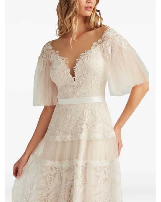 Tadashi Shoji Natural Lace Belted Dress