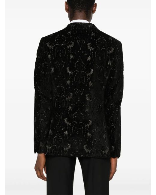 Etro Black Devoré-Effect Single-Breasted Blazer for men