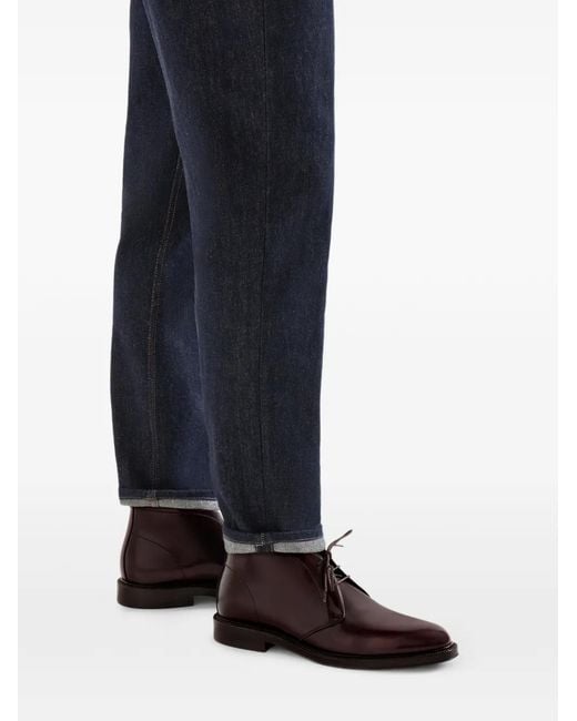 Brunello Cucinelli Purple Polished-Calfskin Chukka Boots for men