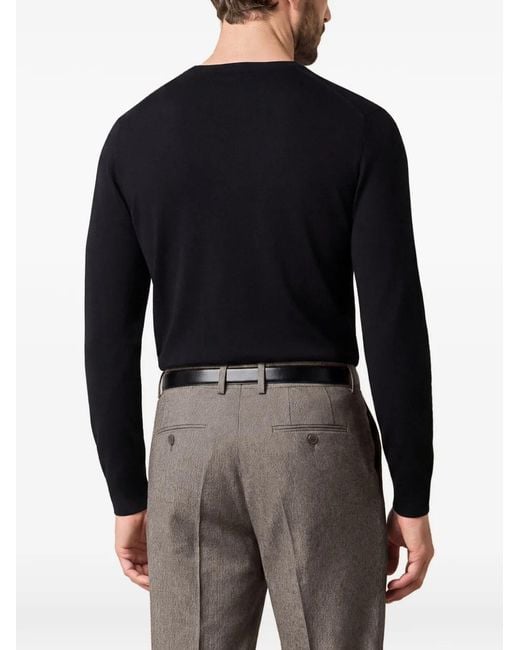 Brooks Brothers Black Wool Crew-Neck Sweater for men