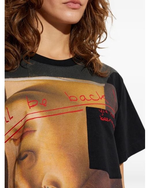 Vivienne Westwood Black Upside Down Head Graphic-Print Chest-Pocket T-Shirt