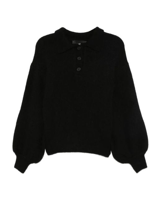 Mr. Mittens Black Polo-Pullover Mit Ballonärmeln