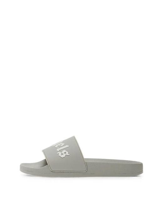 Palm Angels White Logo-Print Slippers for men