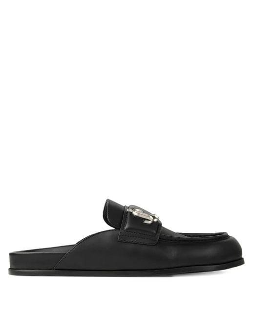 Jimmy Choo Black Milo Leather Slippers for men
