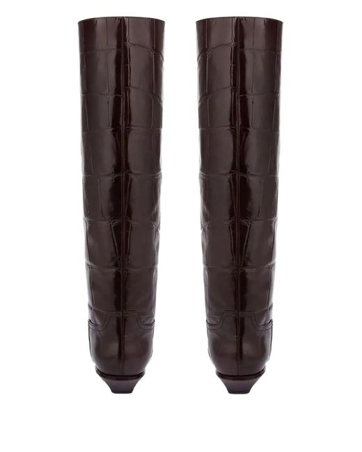 Paris Texas Brown Croc-Embossed Leather Boots
