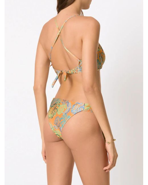 Amir Slama Metallic Bikini À Imprimé Végétal