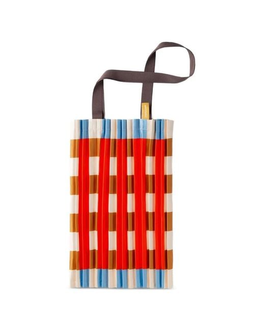 MULTITUDES BAGS Red Pleated Checked Tote Bag