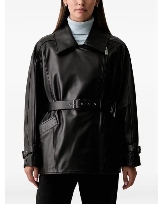 Trussardi Leren Bikerjack in het Black