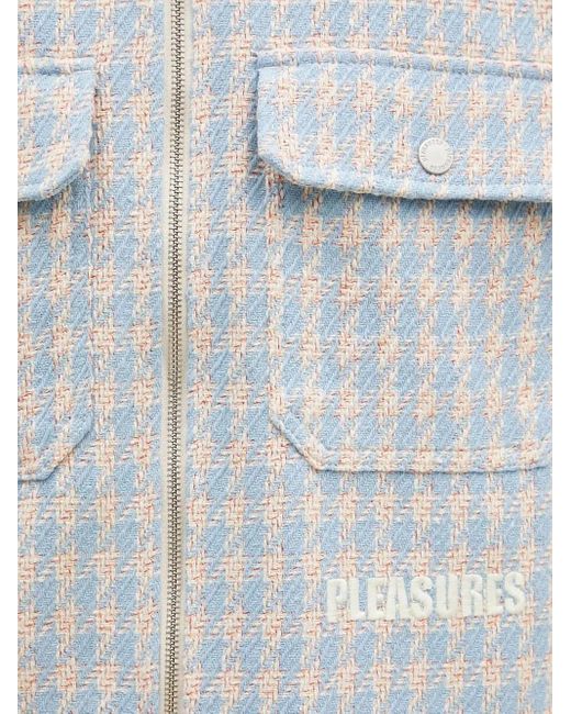 Pleasures Gray Houndstooth-Pattern Zip-Front Shirt Jacket for men