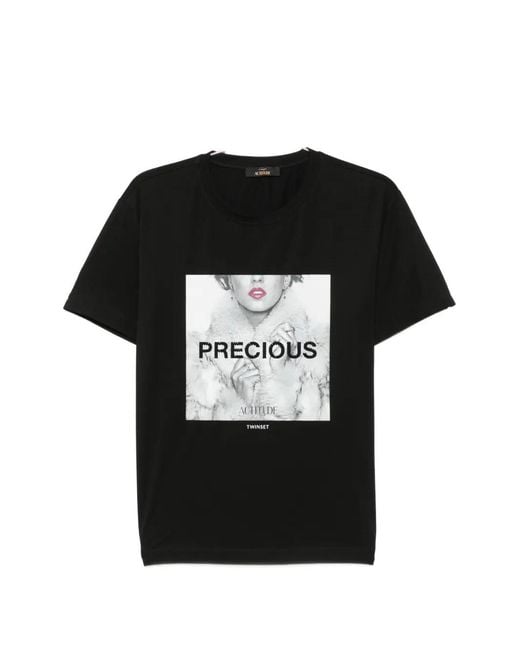 Twinset Black Graphic-Print T-Shirt