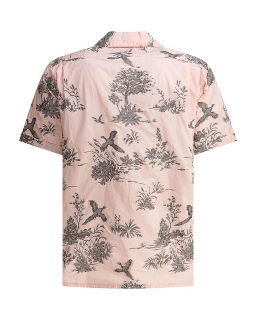 Beams Plus Pink Bird-Print Pocket Shirt for men
