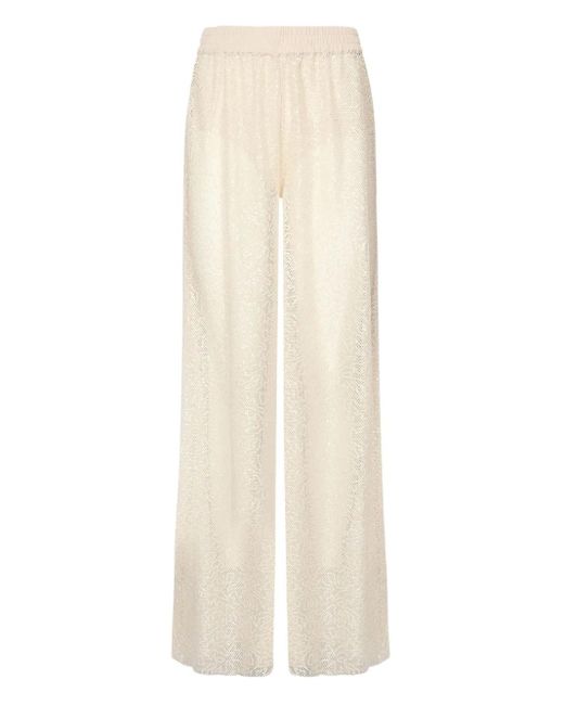 Pinko White Hose aus Mesh mit Pailletten